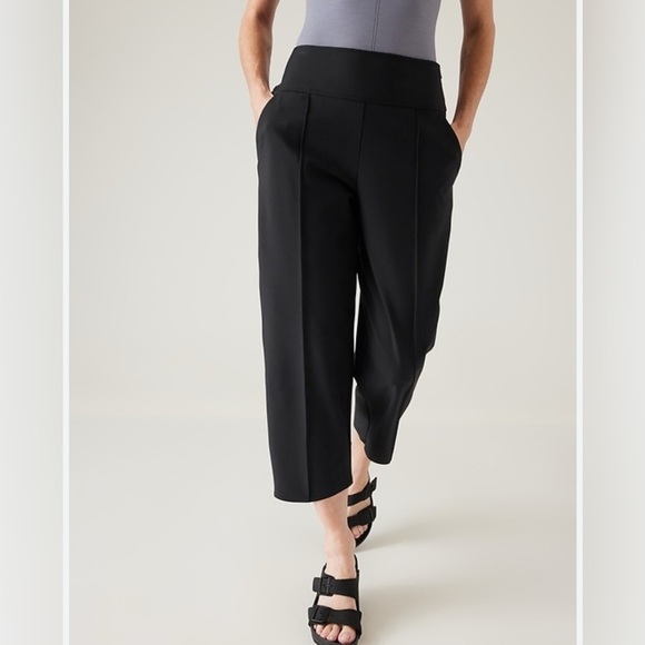 Athleta Pants - Athleta Stella Wide Crop Black Office Size 14 Dress Pants